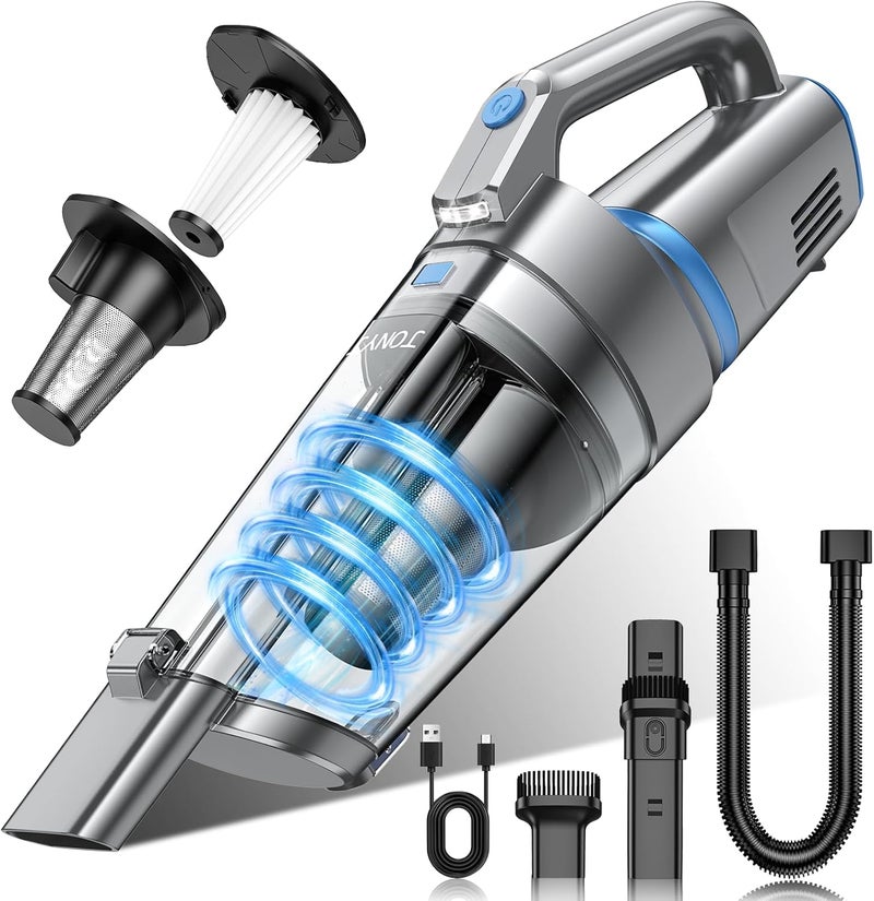 JONYJ Handheld Vacuum Cordless, 16000PA Strong Suction Hand Held Car Vacuum Cleaner, Portable Hand Vacuum Rechargeable with Multi-Nozzles & LED Light for Home, Car, Office, Pets - Image 1